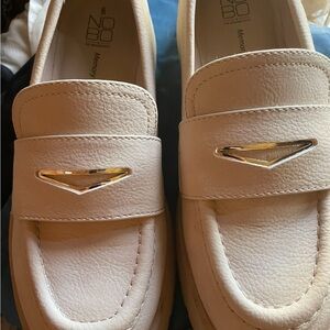 No Boundaries Beige Loafers with Metallic Detail